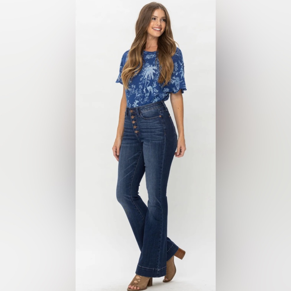 Risen Jeans High Rise Flare Button Fly Women's 32/15